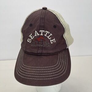 Seattle Washington Hat‎ Adult Mens Blue Snap Back Cap Adjustable Mesh Back